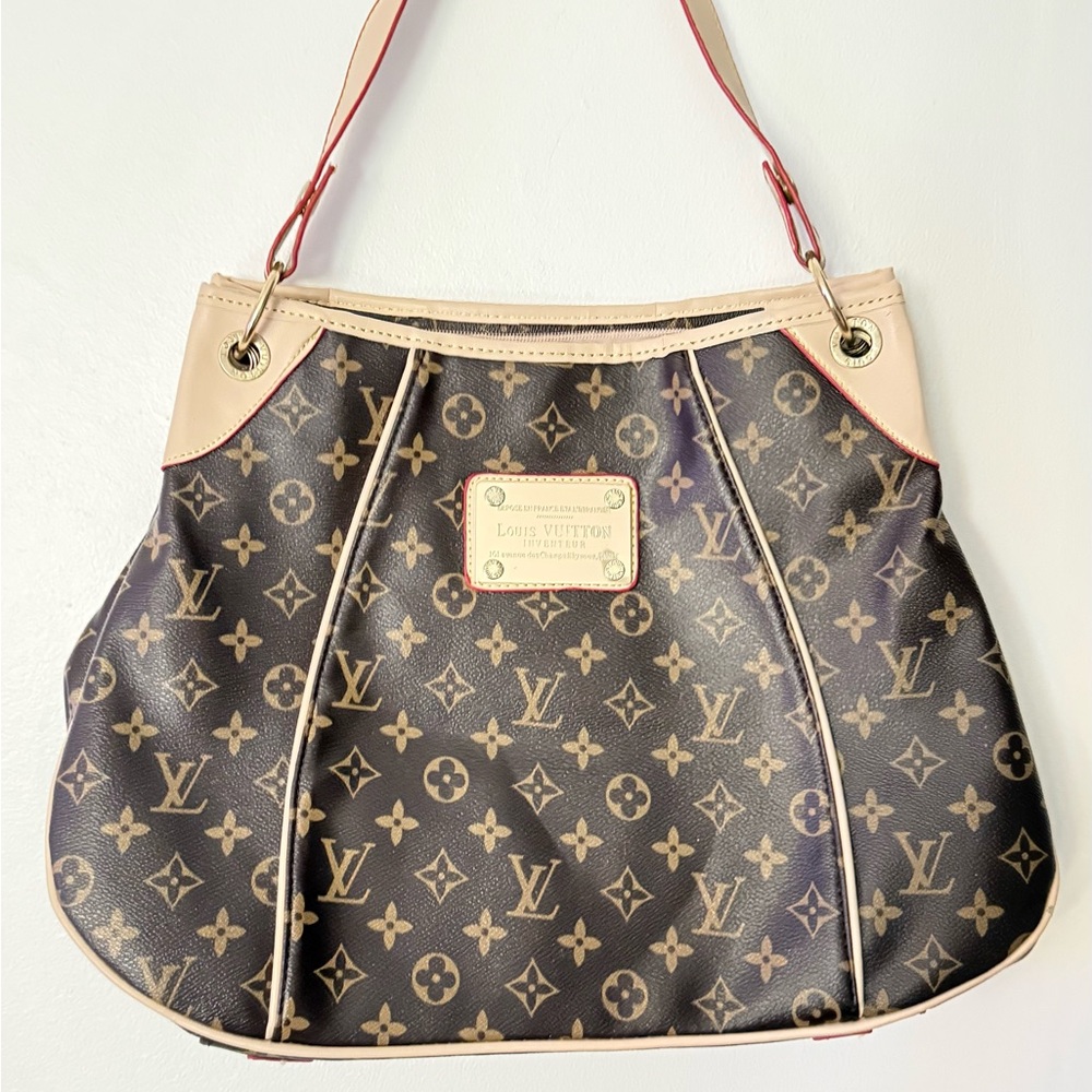 Source Unknown Brown and Cream Monogram Shoulder … - image 2